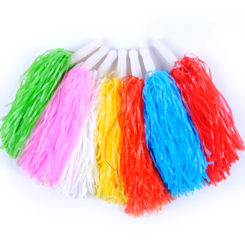 2 Pieces Plastic Cheerleader Pom Ppom Girl Cheer Refueling Props Cheerleading Pompon Pompoms NonFading plastic hand flowers