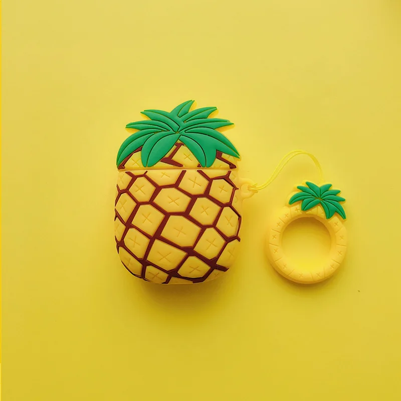 Yellow McGeSin 3D милые фруктовые кожухи головных телефонов для AirPods аксессуары силиконовые Bluetooth гарнитура Защитная крышка для Airpods 1/2 - Цвет: Yellow