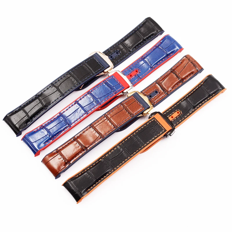 Watch Accessories Leather Silicone Strap For Omega Seamaster 300 Speedmaster Diving Universe Ocean Butterfly Flying Male 20 22mm
