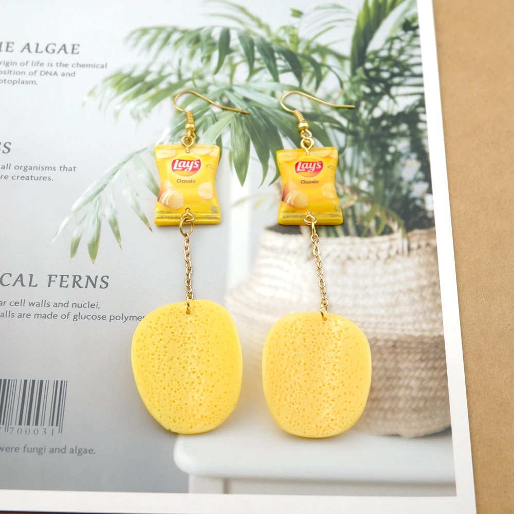 Potato Chips Drop Earrings Snack Earrings Costume Trendy Style Children Girl Jewelry