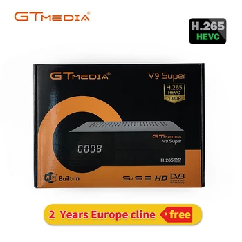 

Full HD1080P DVB-S2 GTmedia V9 Super Europe Cline 2 year free Satellite TV Receiver H.265 with Built in Wifi AV port