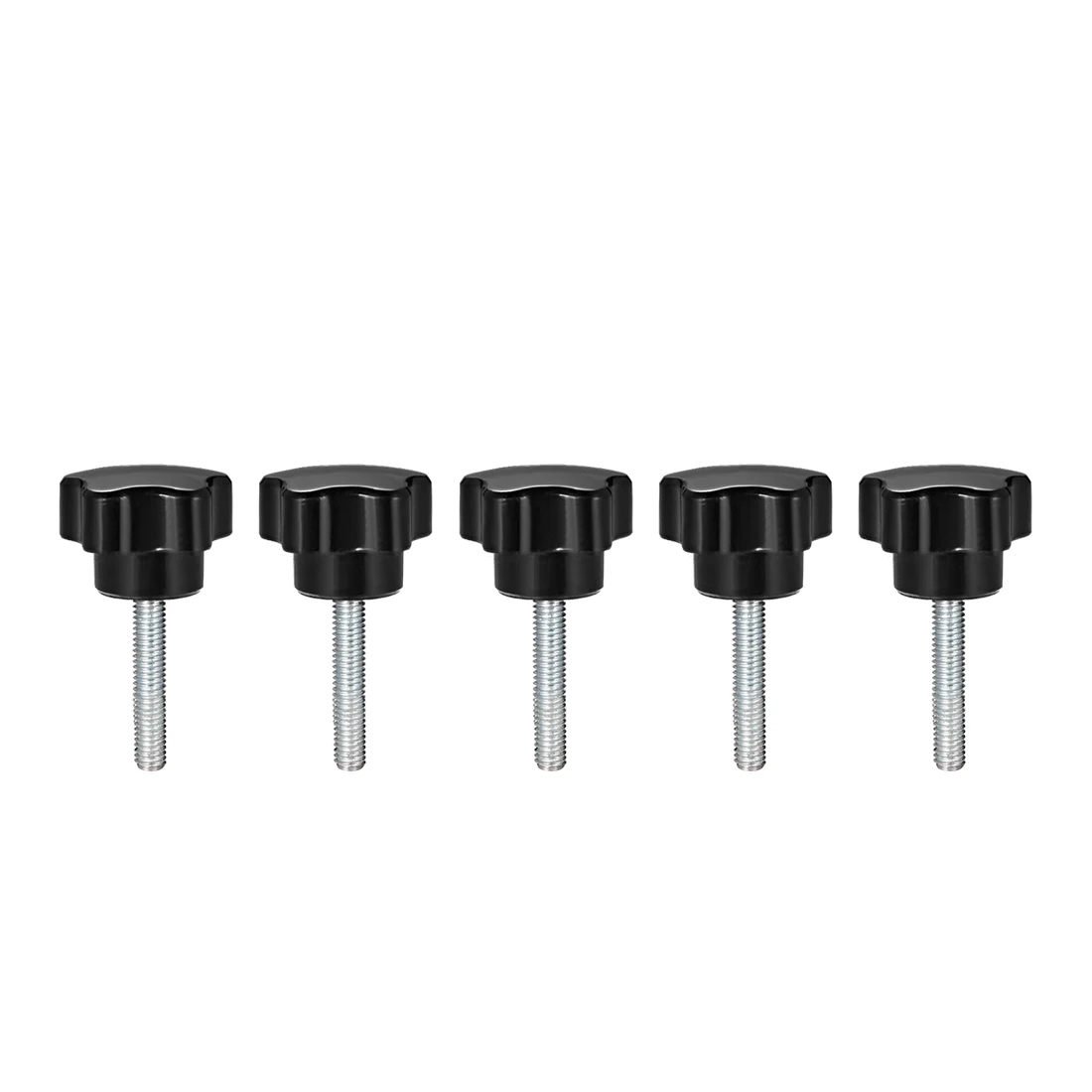 

uxcell 5Pcs Star Knob Grip M5 x 15mm Male Thread Steel Zinc Stud Black PP