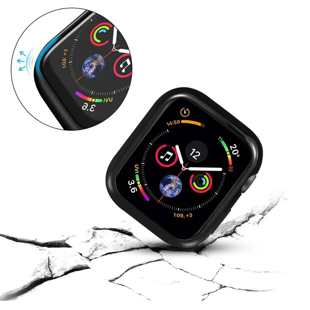 Laforuta Case for Apple Watch Series 4  Cover 44mm 40mm Bumper Black TPU Ultra-Thin Protector Watchcase for iWatch 4