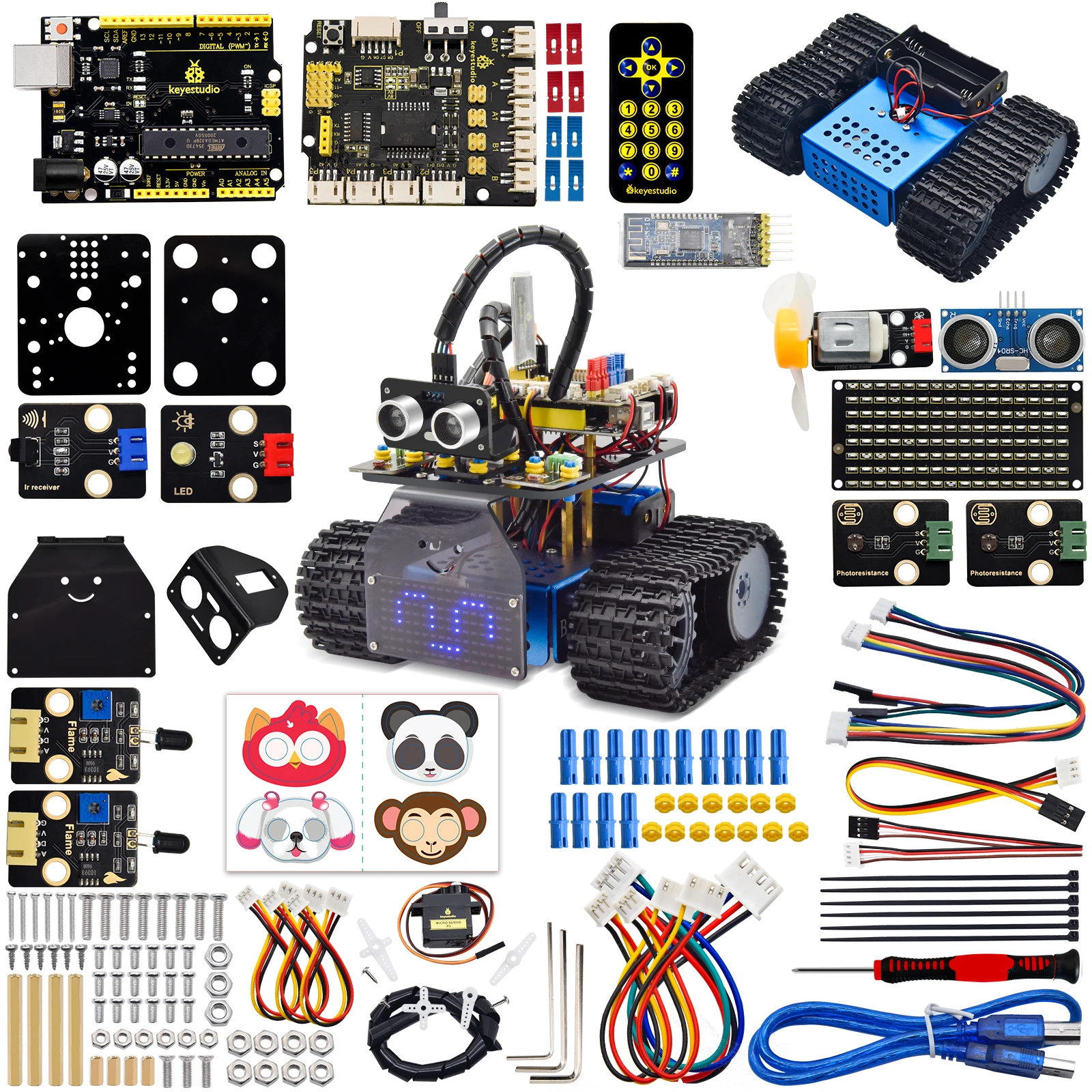 2021 Newly Version ! Keyestudio Mini Tank Robot V3.0 For Arduino Smart Tank Car Kit APP Remote Control Learning Kit Kid Toy