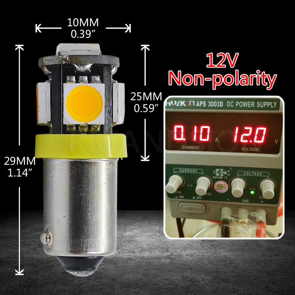 10 шт. 12 В BA9S BAX9s 64132 H6W BAY9S H21W 5SMD 5050 Led Клин Парковка индикатор купольная карта номерного знака светильник лампа 4 цвета