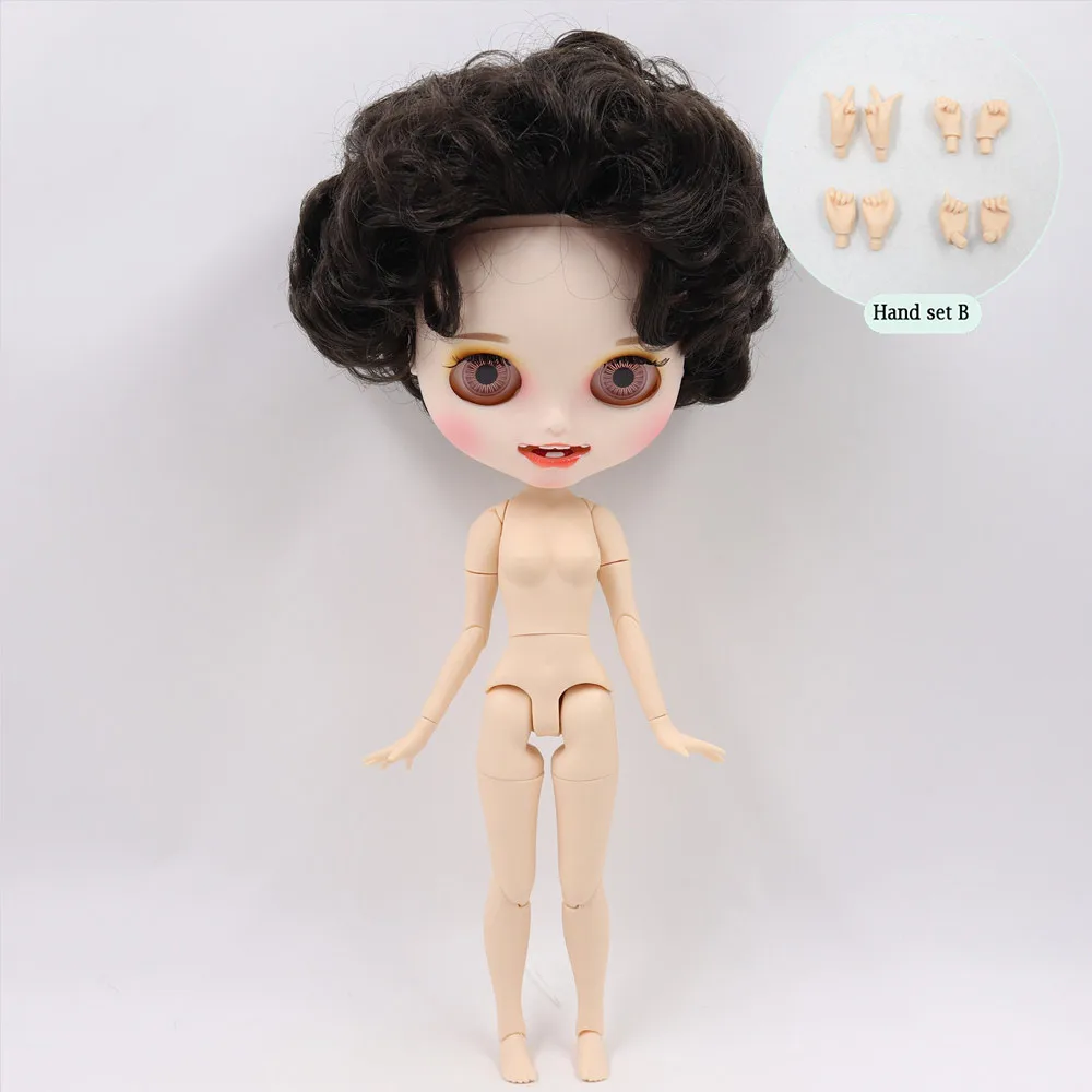 like the picture Ледяной обнаженный Blyth кукла No. BL950 черные волосы резные губы открытый рот матовый индивидуальные лица сустава тела 1/6 bjd - Цвет: like the picture