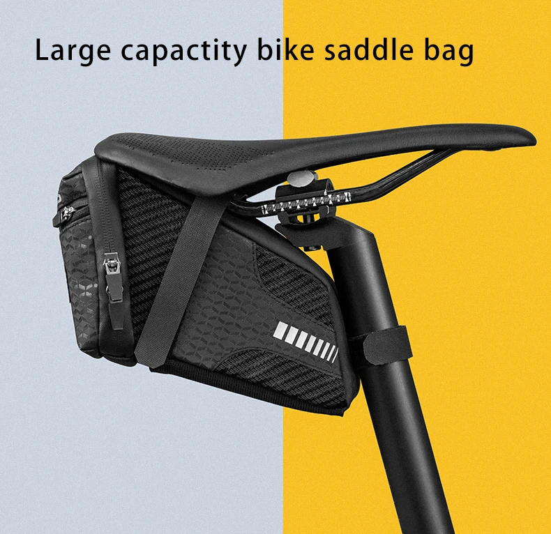 ROCKBROS Fahrrad-Satteltasche 1L Fassungsvermögen Mini-Tasche 3D-Shell stoßfeste Tasche Aufbewahrung von Fahrradartikeln Fahrrad-Sattelstützen-Tasche Fahrradzubehör – Detail 1