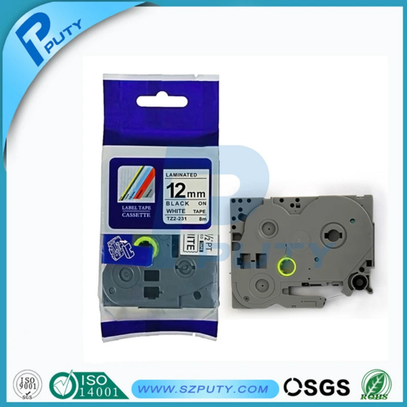Совместимый для Brother P-Touch этикетка лента TZe231 TZ2-231 черный на белом 12 мм 5 шт. TZ ламинированные ленты для Brother Label Makers