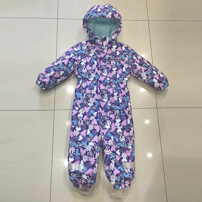 Purple Новинка зимний комбинезон для мальчиков детский лыжный костюм комплект из одного предмета с капюшоном детская верхняя одежда водонепроницаемый и ветрозащитный комплект для сноуборда детская одежда - Цвет: Purple