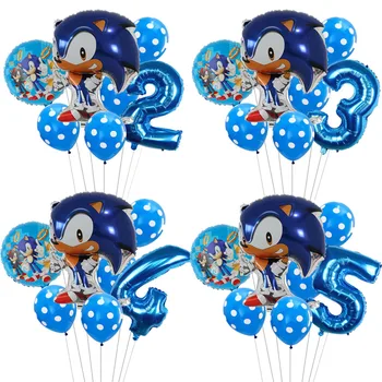 

7pcs/lot Sega Sonic the Hedgehog Balloons Super Hero 30inch Number Foil Balloon Boy Girl Happy Brithday Party Balloons Decor