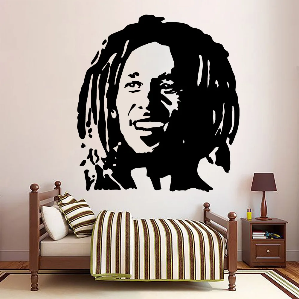 Colorful Soul Music Singer Bob Marley Removable Art Vinyl Wall Stickers For Kids Rooms Waterproof Wall Art Decal
