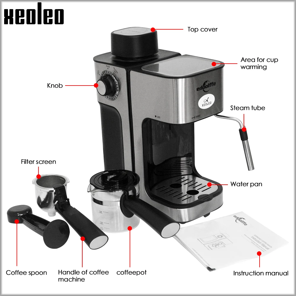 Xeoleo, Кофеварка, эспрессо, песочные часы, кофемашина, 5 бар, эспрессо-машина, 220 В/800 Вт, насос, автоматическая кофеварка