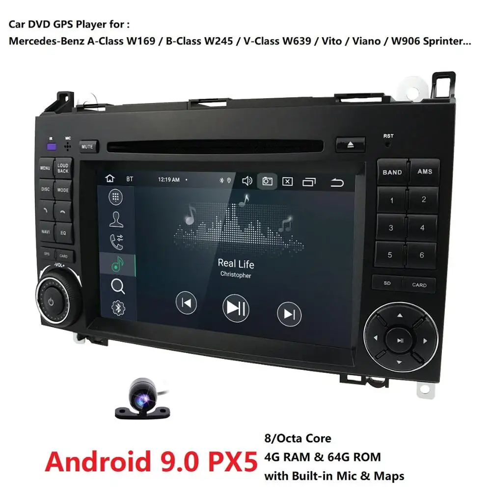 Best PX5 DSP Car Multimedia Player Android 9.0 2 Din GPS Navigation For Mercedes Benz Sprinter Viano Vito B class B200 B180 WIFI CAM