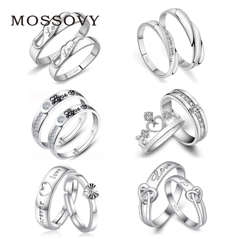 Mossovy серебряное кольцо в форме сердца для влюбленных, обручальное кольцо с буквами для женщин, циркониевое кольцо, ювелирное изделие, Anillos Mujer