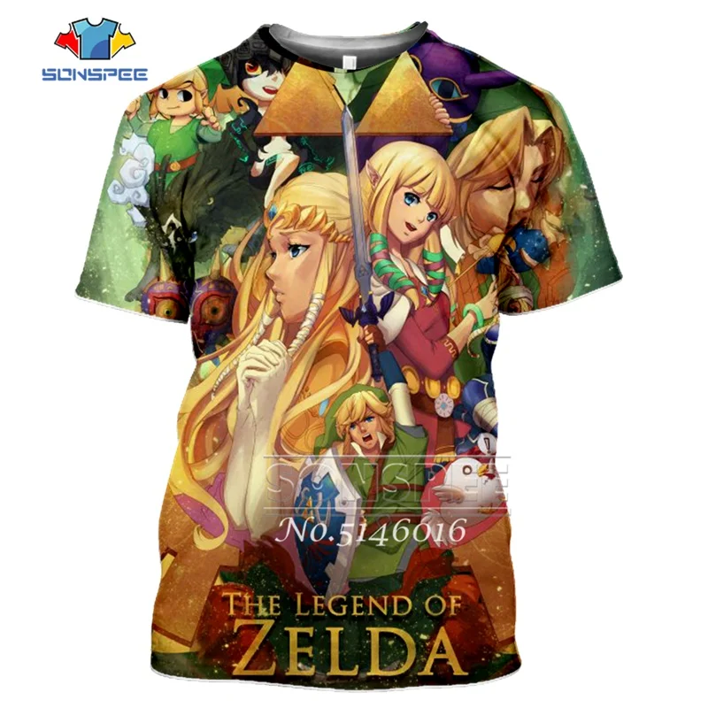 SONSPEE The Legend of Zelda Fashion 3D print Anime t-shirt Unisex Casual Short sleeve Men Street wear Pullover Clothing t359