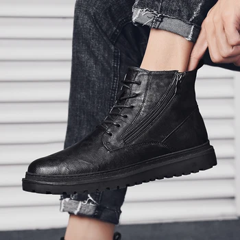

Brand Super Warm Men's Winter Leather Men Waterproof Rubber Snow Boots Leisure Boots England Retro Shoes For Men *LX936