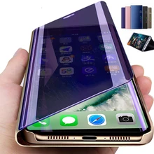 원래 스마트 미러 플립 케이스 아이폰 11 프로 맥스 xs x 케이스 가죽 홀더 전화 케이스 아이폰 6 6 s 7 8 플러스 커버 funda(China)