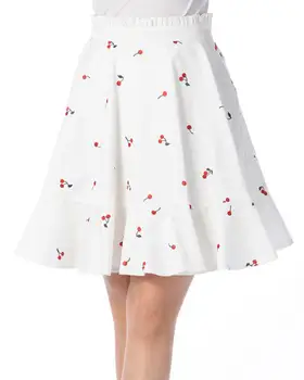 

Liz lisa New Spring and Summer Magazine Cherry Embroidered Cotton Half Skirt
