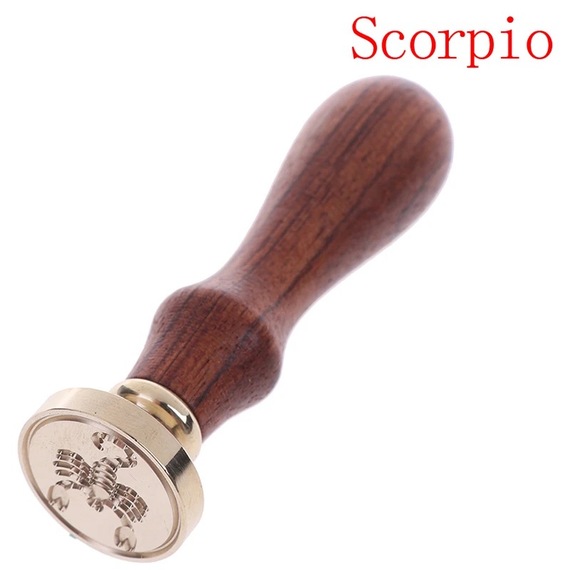 Scorpio 12 созвездий металлические уплотнительные штампы воска штампы "Зодиак" сургучные печати зодиакальная созвездия символ Палисандр Ручка медные штампы - Цвет: Scorpio