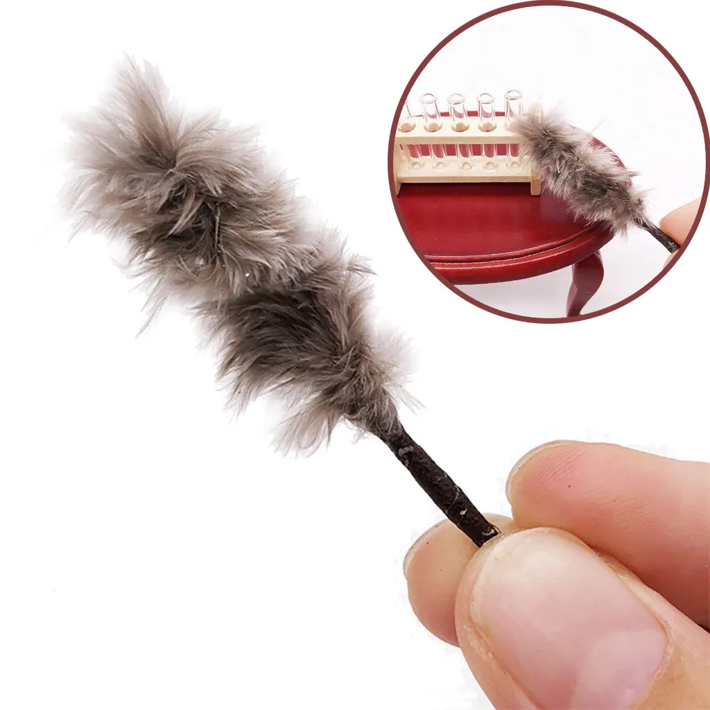 Exquisite Cute Dollhouse Miniature 1:12 Feather Duster Cleaning Tool Broom for Children Kids Pretend Play Toy Miniature T726