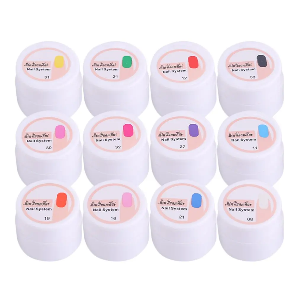 12 colors Профессиональный Чистый цвет, лак для ногтей, УФ-гель, акриловый строительный клей, Твердый лак для ногтей, долговечный гель для ногтей 36/12, набор инструментов для ногтей - Цвет: 12 colors