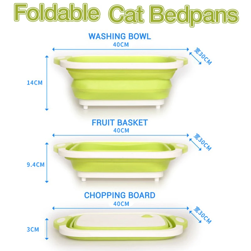 Petshy Large Foldable Cat Litter Box Anti-spill Plastic Pet Toilet Potty Cat Litter Box Furniture Tray Washable Cats Trainning