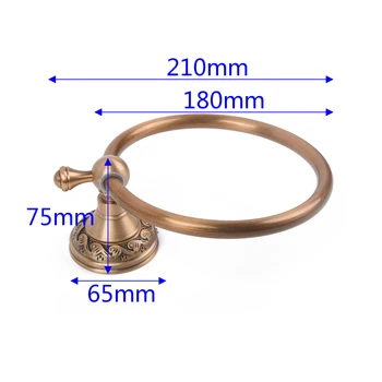 

Bath Towel Holder Ring Wall Mounted Rack Carved Brass Round Home Bathroom Decor