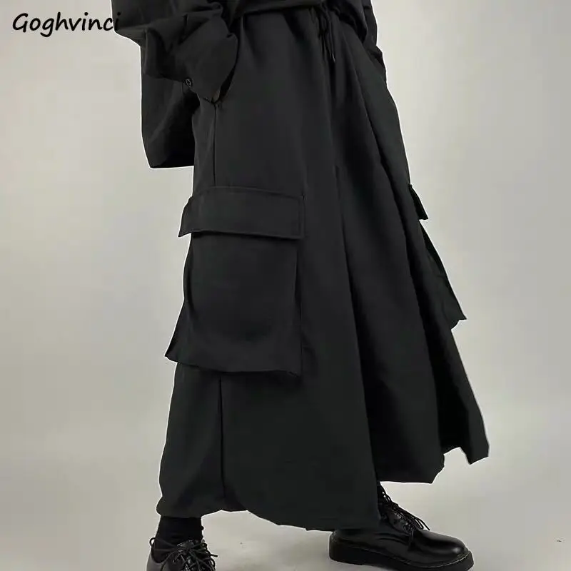 Брюки женские Harajuku Yamamoto-yoji повседневные широкие черные с карманами свободные |