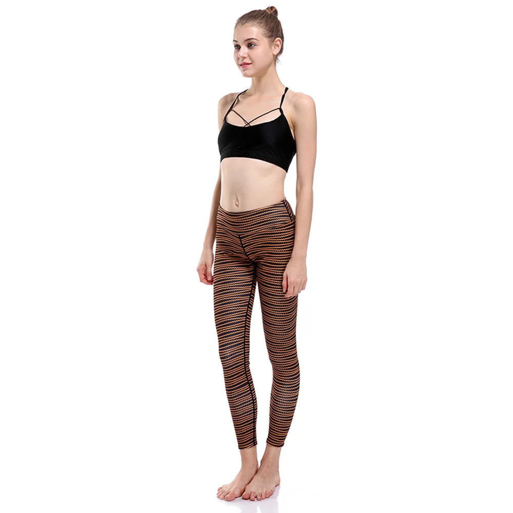Wave line slim hip lifting exercise breathable super-elastic speed dry nine-point suit leggings