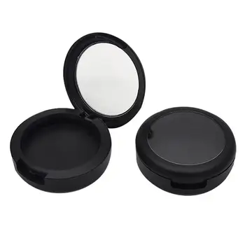 

2PCS Refillable Black Plastic Durable Empty Bottles Travel Containers Round Cases for Blusher Eyeshadow Powder Lip Balm