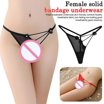 

1Pcs Transparent Women G-String Sexy Lingerie Lace Panties for Adult Female Solid Bandage Underwear