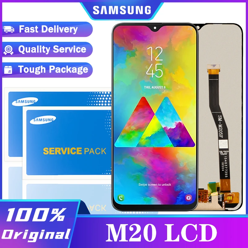 Оригинальный 6 3 ''AMOLED дисплей для SAMSUNG Galaxy M20 2019 SM M205 M205F ЖК с сенсорным экраном