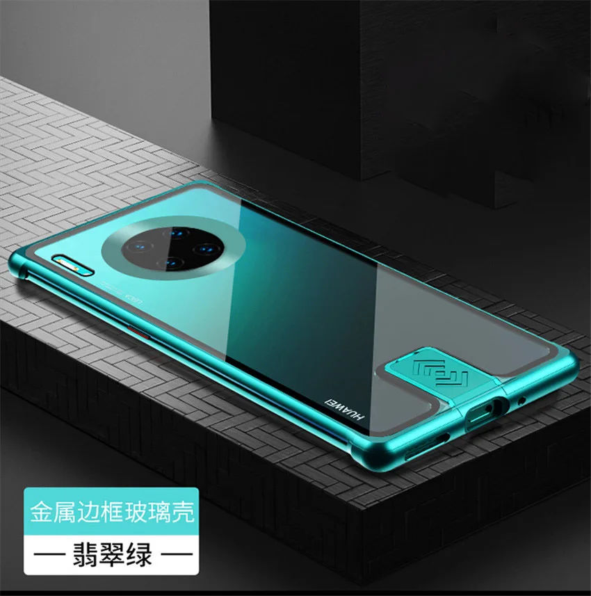 Чехол-накладка для huawei mate 30 Pro, алюминиевая металлическая рамка, жесткие прозрачные чехлы с закаленным стеклом для huawei mate 30, чехол Funda