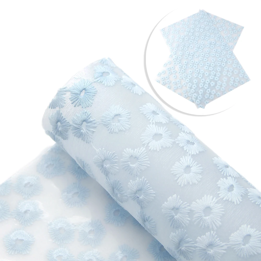 1095260002 New 20*34cm Transparent Embroidery Flower Faux Synthetic Leather Patchwork For Hair Bow Bags Phone Cover DIY Projects,1Yc8087 - Цвет: 1095260002