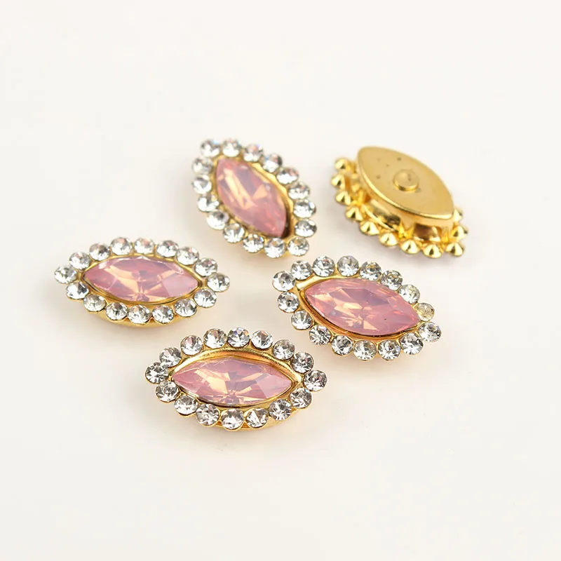 Gold Lt pink 5x10 мм конский глаз Кружева-образные пришитые Стразы Золотой Коготь/серебряный коготь инкрустированные смолы дрель DIY Одежда обувь и головные уборы аксессуары - Цвет: Gold Lt pink