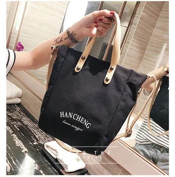 

Women's bag new canvas bucket daughter bag Korean casual handbag simple fashion shoulder Messenger bag