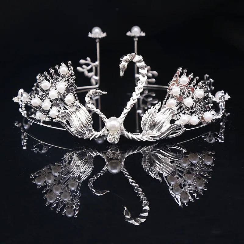 Silver Торт королева короны свадебные аксессуары для волос ручной работы Корона свадебная корона принцесса детская Корона - Окраска металла: Silver