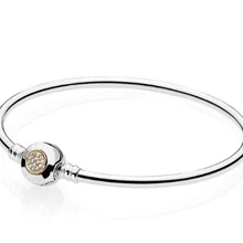 Новинка, 925 пробы серебряный браслет Momemts, двухцветный фирменный браслет-цепочка в виде змеи, подходит для женщин, с бусинами, очаровательное модное ювелирное изделие