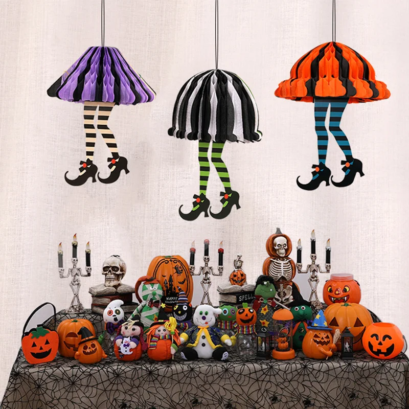 

Hot Halloween Fun Witch Scalloped Dress Decorative Lantern High Heels Color Pendant Mall Party Decoration Pendant Props