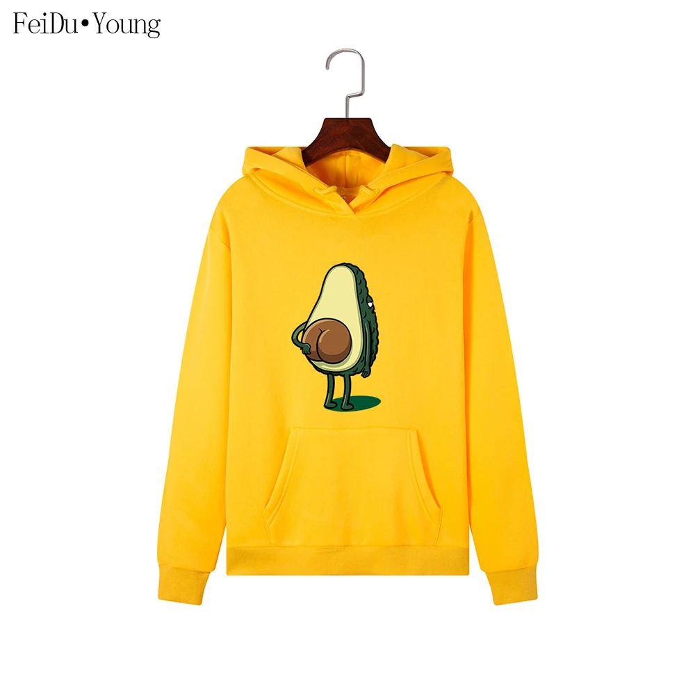 

Avocado Printed Casual Hooded Hoodies Women Long Sleeve Pullover Sweatshirts Winter Clothes 2019 FeiDuYoung