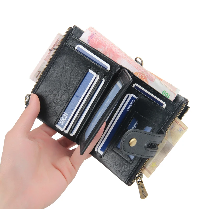 2024 New Wallet Leather Wallet Short Wallet Hot Sale Retro Multi-card Short Wallet Multifunctional PU Waterproof Wallet
