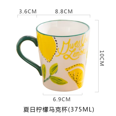 Ручная подглазурная роспись кружка керамическая креативная чашка для кофе с молоком большая емкость пары простая Ретро посуда для напитков - Цвет: E Mug