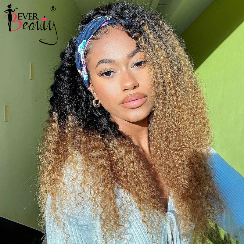 Curly Human Hair Wigs 4 27 Ombre Color Deep Curly Headband Half Wig Human Hair Brazilian Full Machine Made Wig Ever Beauty Remy Human Hair Lace Wigs Aliexpress