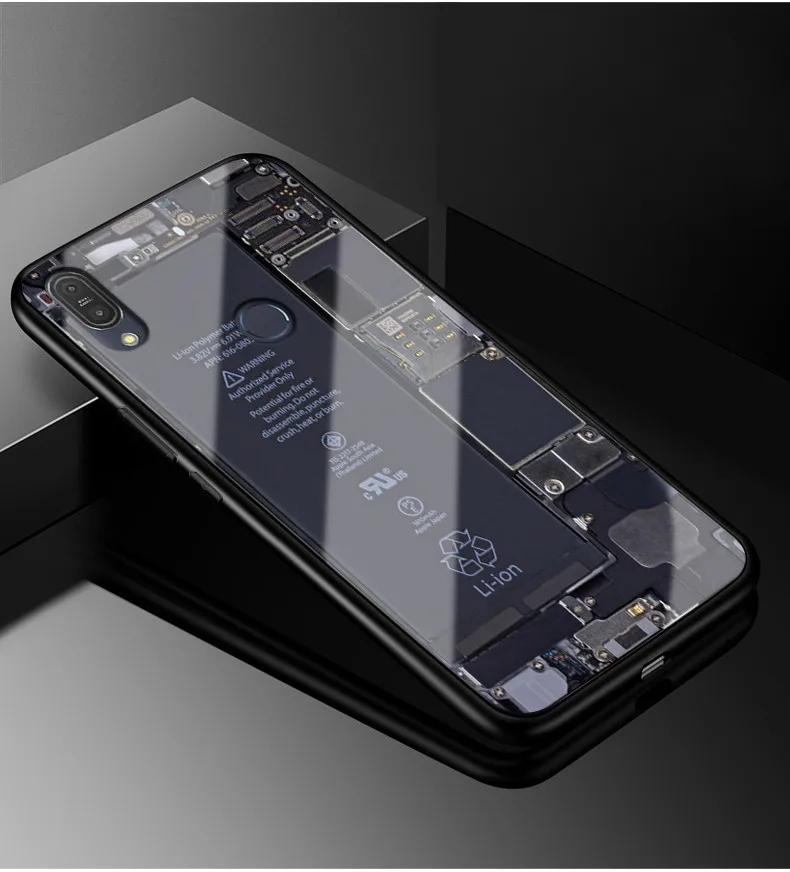 Для Asus Zenfone Max Pro M2 ZB631KL Чехол Жесткий PC стеклянный чехол для телефона черный TPU бампер чехол для Asus ZB631KL закаленное стекло - Цвет: 15