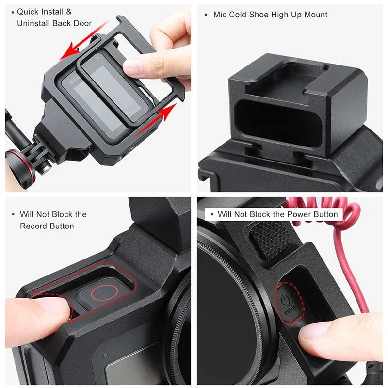 Металлический чехол для видеокамер Gopro Hero 8 Black книжка удлинитель с креплением на