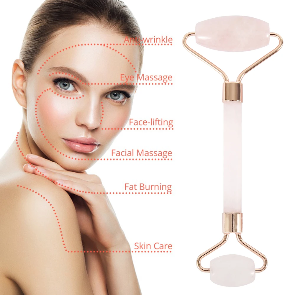 Нефритовый ролик и Gua Sha набор инструментов антивозрастной розовый КВАРЦЕВЫЙ роликовый массажер для похудения натуральный нефрит массажный ролик для лица набор коробка