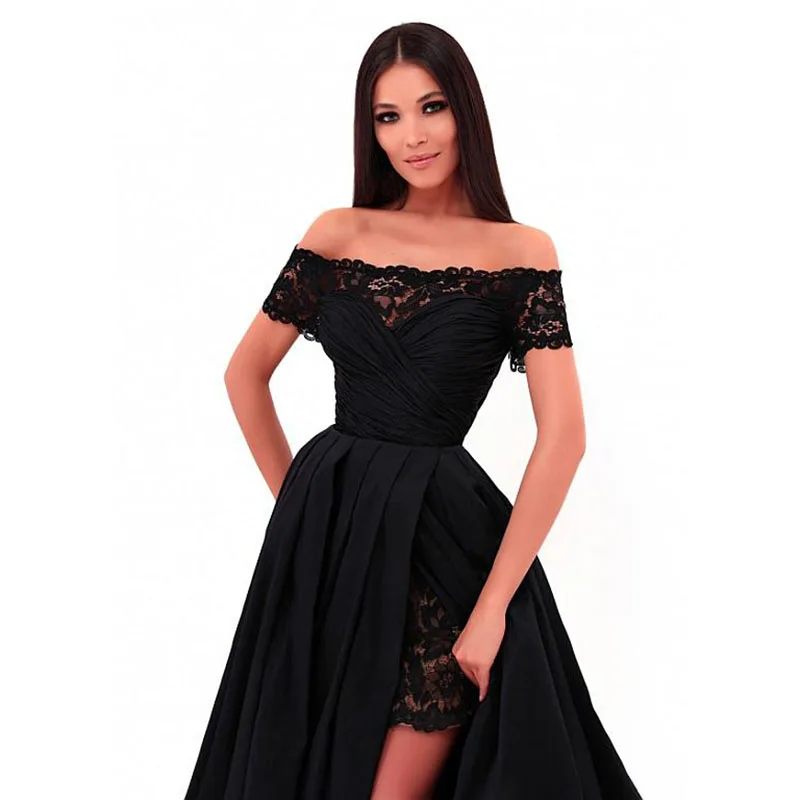 Robe De Soiree, короткие рукава, съемная юбка, вечерние платья с высоким разрезом, арабские вечерние платья для выпускного вечера размера плюс вечерние платья
