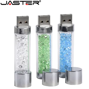 

JASTER Fashion hot 3-color crystal Small round column real capacity creative USB 2.0 4GB 8GB 16GB 32GB 64GB USB flash drive