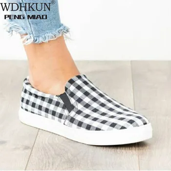 

2020 Autumn New Women Flats Fashion Women Casual Shoes Candy-colored Plaid Flat Shoes Women Loafers Large Size 35-43