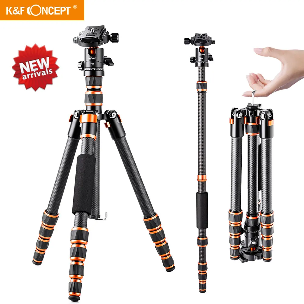 K & F Concept-Trípode De Fibra De Carbono portátil y ligero para cámara DSLR, trípode de viaje profesional para cámara Canon y Sony